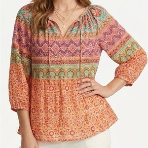 Lauren Ralph Lauren 100% Cotton Boho Peasant Blouse (Size L)
